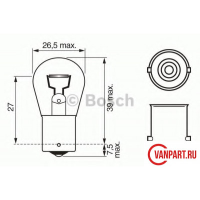Лампа накаливания P18W 24V 18W BA15s